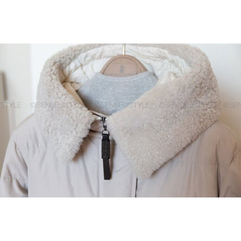Brunello Cucinelli Women's Puffer Jacket with Fur Collar Monili trim size S 40 - Picture 8 of 10